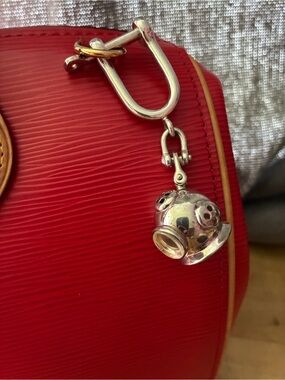925 Sterling Silver Nautical Old Timey Diving Helmet Bag Charm Keychain!